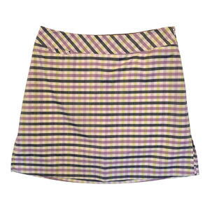 Adidas Woven Checker Skort Womens Size 6 White/Navy Sporty Athleisure Colorful